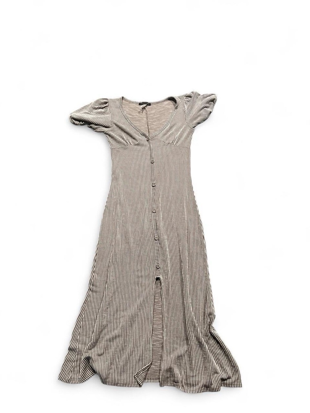 Caution To The Wind brown & White Striped Button-Front Maxi Dress